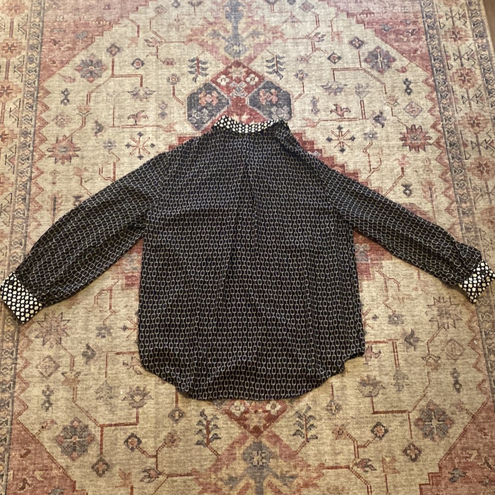 Black patterned button down - Picture 2 of 2